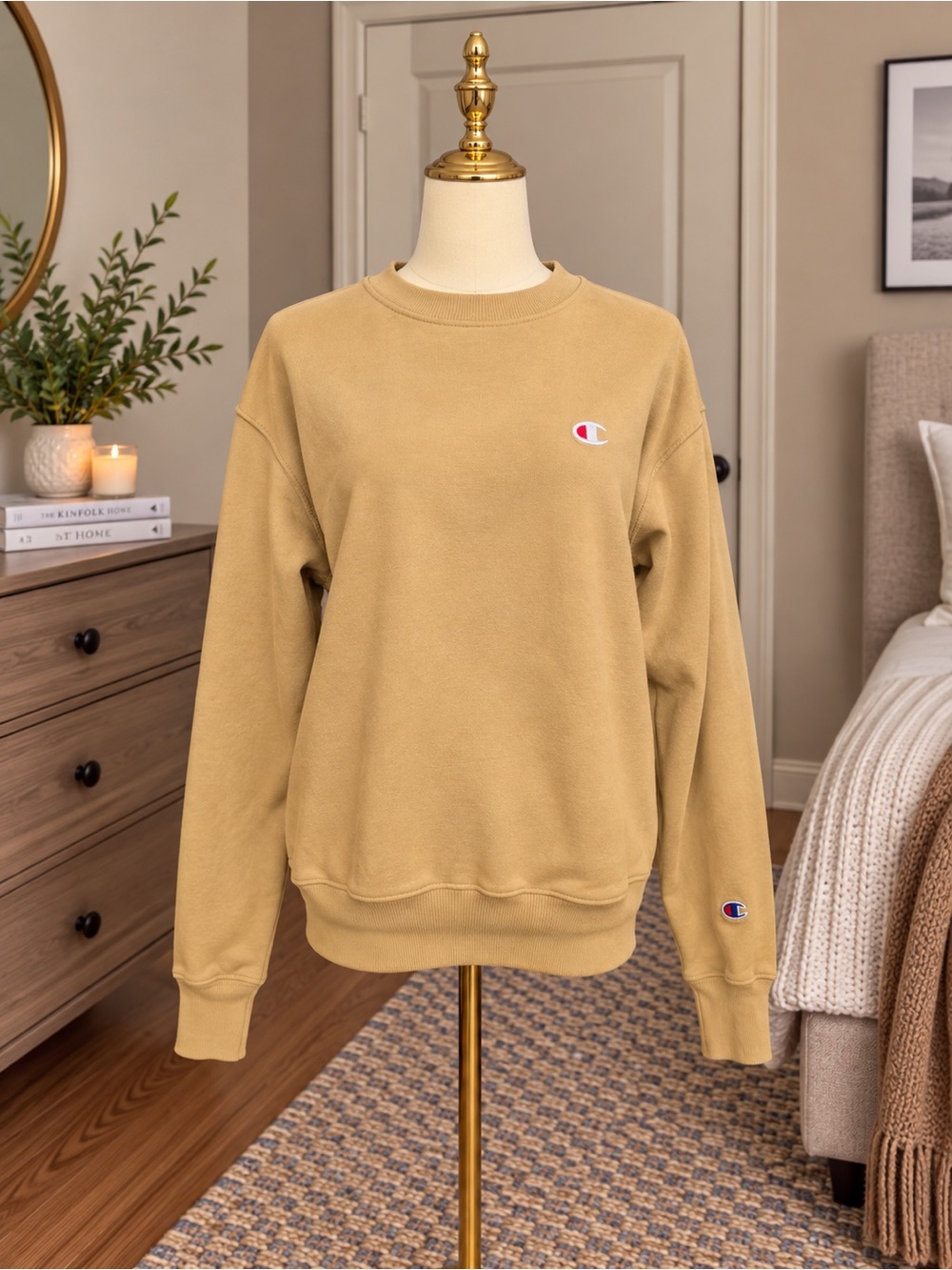 Champion Tan Reverse Weave Crew Neck Sweatshirt * SZ Small